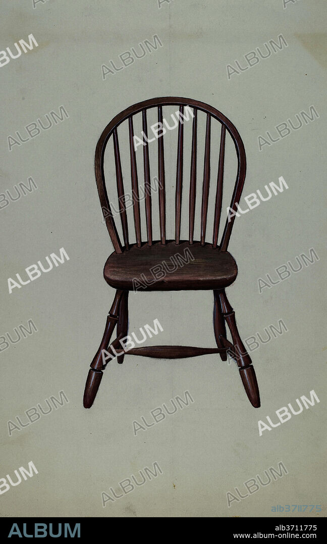 DANA BARTLETT. Windsor Chair. Dated: 1936. Dimensions: overall: 35.5 x 24.4 cm (14 x 9 5/8 in.)  Original IAD Object: none given. Medium: watercolor, gouache, colored pencil, and graphite on paper.