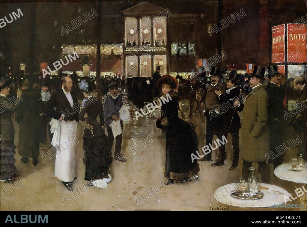 JEAN BERAUD. Le boulevard Montmartre, la nuit, devant le théâtre des Variétés.