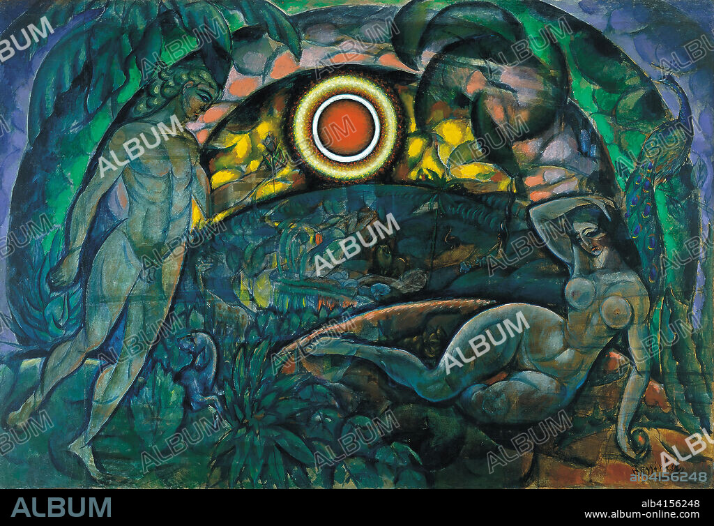 VLADIMIR BARANOV-ROSSINÉ. Vladimir Baranov-Rossiné (Kherson (Ukraine) 1888 - Paris 1944). Adam and Eve (1912). Oil on canvas. 155 x 219.7 cm.