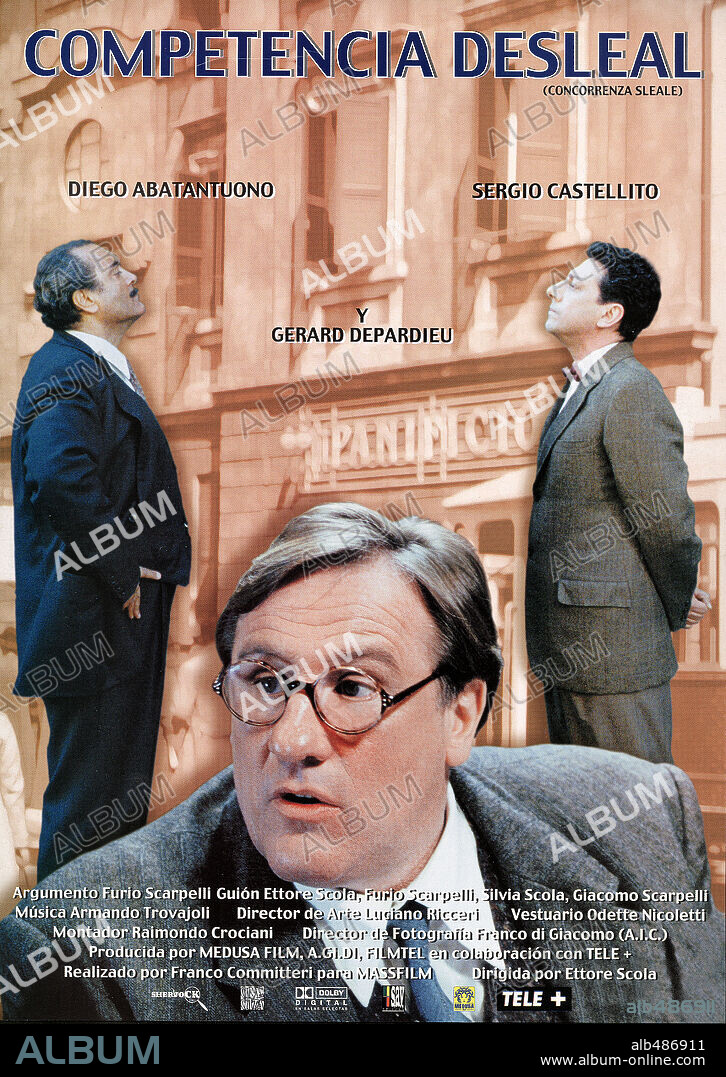 Poster de COMPETENCIA DESLEAL, 2001 (CONCORRENZA SLEALE), dirigida por ETTORE SCOLA. Copyright MEDUSA PRODUZIONE/LES FILMS ALAIN SARDE/FRANCE 3 CINEMA.