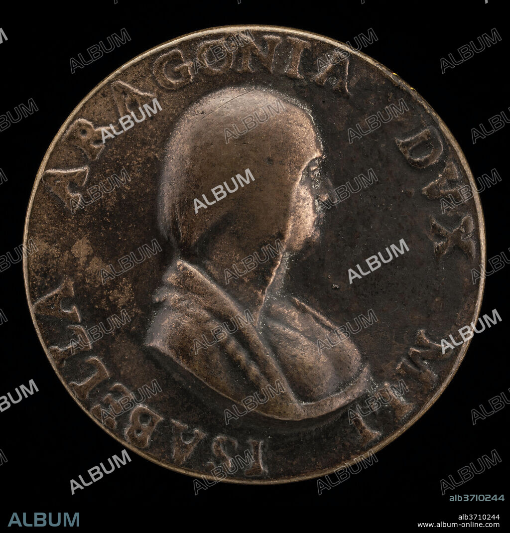 GIANCRISTOFORO ROMANO. Isabella of Aragon, 1470-1524, Wife 1489 of Giangaleazzo Sforza, Duke of Milan [obverse]. Dated: 1507. Dimensions: overall (diameter): 4.6 cm (1 13/16 in.) gross weight: 39 gr. Medium: bronze.