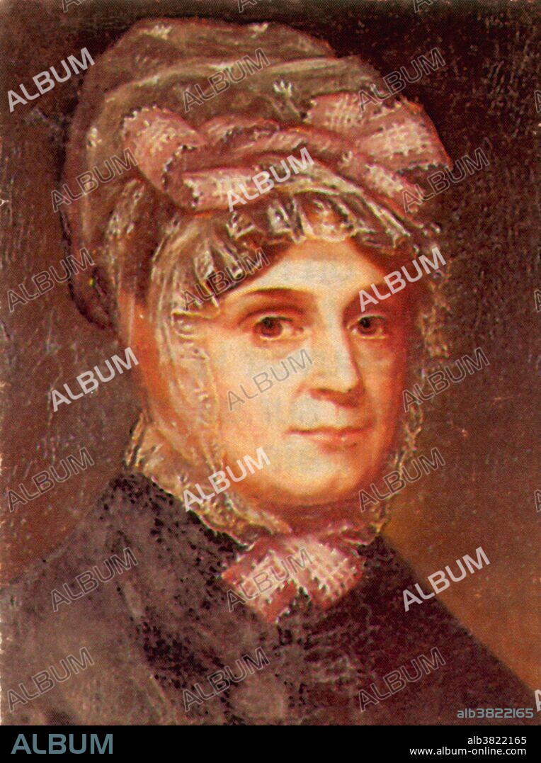 Anna Tuthill Symmes Harrison (July 25, 1775 - February 25, 1864) was the wife of President William Harrison and grandmother of President Benjamin Harrison. She was First Lady for one month in 1841. in the spring of 1795, she met Lieutenant Harrison, in town on military business. He was stationed at nearby Fort Washington. Her father disapproved of Harrison, largely because he wanted to spare his daughter the hardships of army camp life. The courtship flourished behind his back. They married on November 22, 1795. They had a happy marriage despite the succession of tragedies in the untimely deaths of five of their grown children. Her husband, died only one month after being in office, and before she ever made it to the White House. Following William's death she lived with her son John Scott, and helped raise his children. In June 1841, President Tyler signed into law the first pension for a president's widow, a grant of $25,000. She in 1864, at the age of 88.