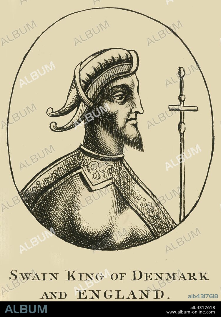 'Swain King of Denmark and England', 18th century. Sweyn Forkbeard (960-1014) King of Denmark from 986 to 1014. In 1013, shortly before his death, he became the first Danish king of England.