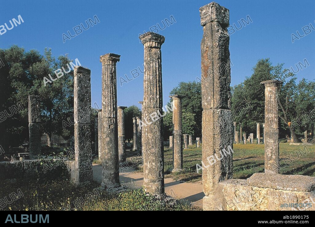 Greece - Western Greece - Olympia. Gymnasion (2nd century b.C.) and Palaestra (3rd century b.C.).