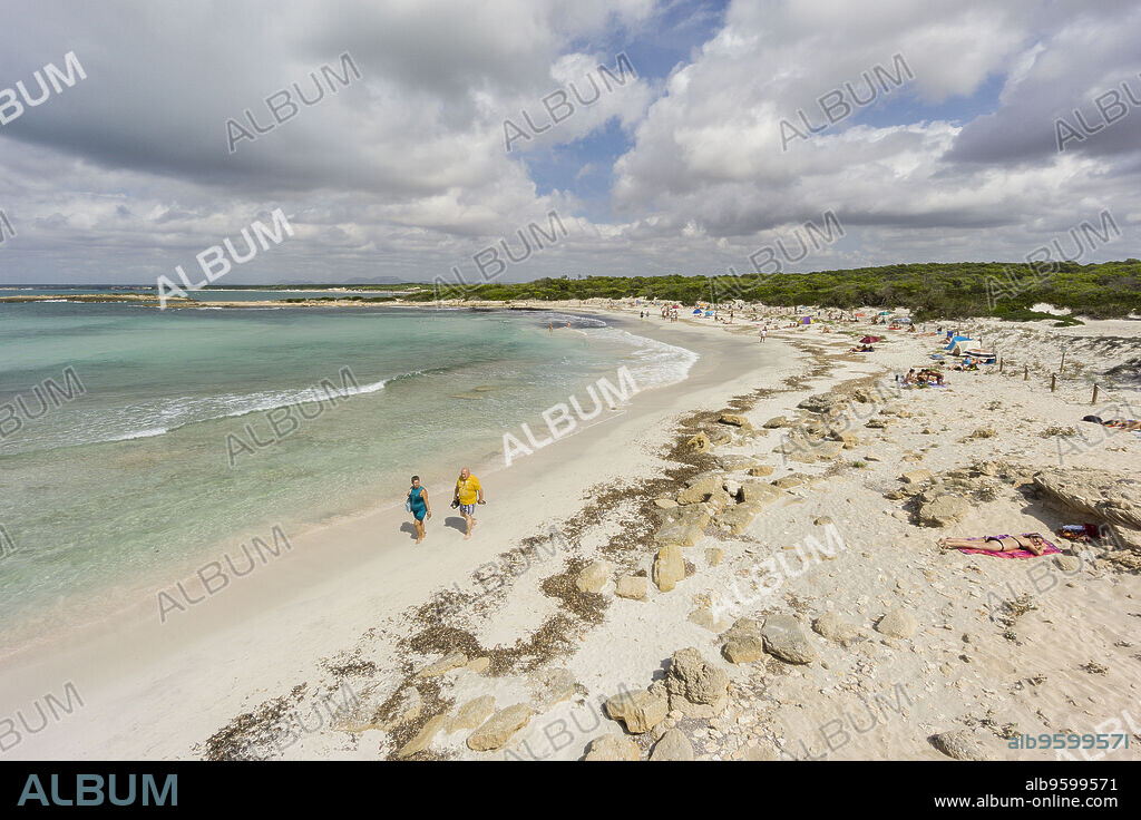 playa nudista Es Peregons Grans, Colònia de Sant Jordi, término municipal de Las Salinas, Mallorca, balearic islands, spain, europe.