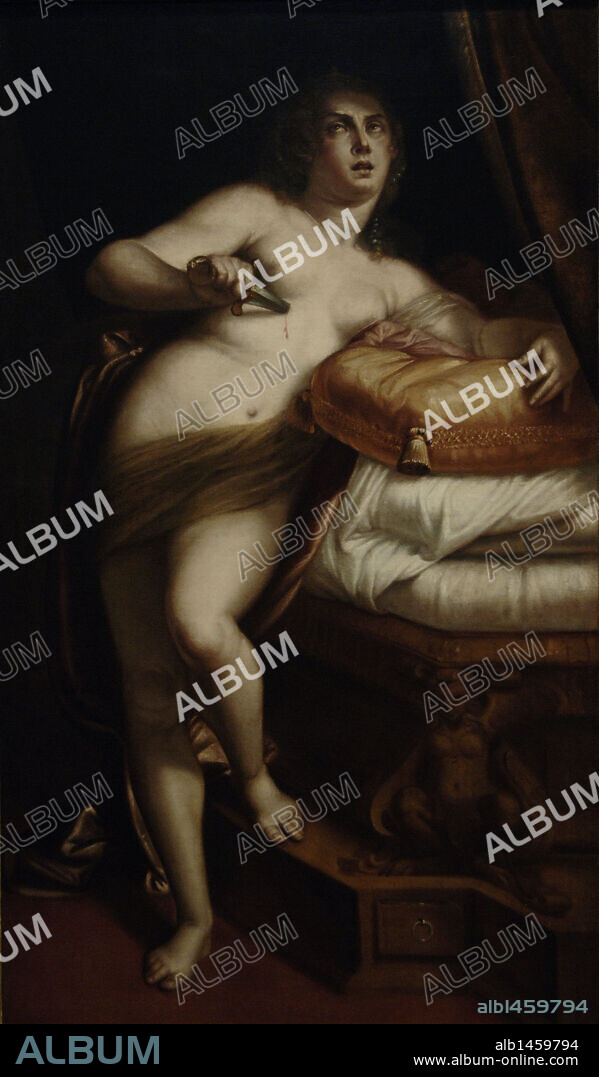 ARTE RENACIMIENTO. ITALIA. LUCA CAMBIASO (1527-1585). Pintor italiano. "SUICIDIO DE LUCRECIA" (1565). Oleo sobre lienzo. Museo Blanton de Arte. AUSTIN. Estado de Texas. Estados Unidos.