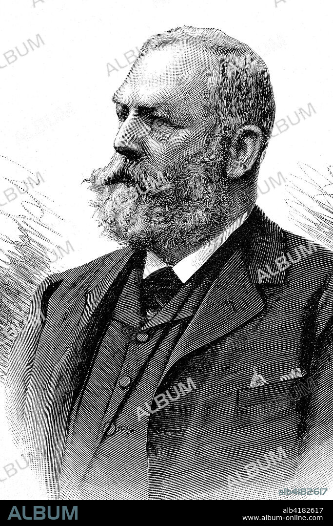 Colonel Emil Johann Rudolf Frey, 24 October 1838 - 24 December 1922, was a Swiss politician, soldier in the American Civil War and member of the Swiss Federal Council, historical image or illustration, published 1890, digital improved.