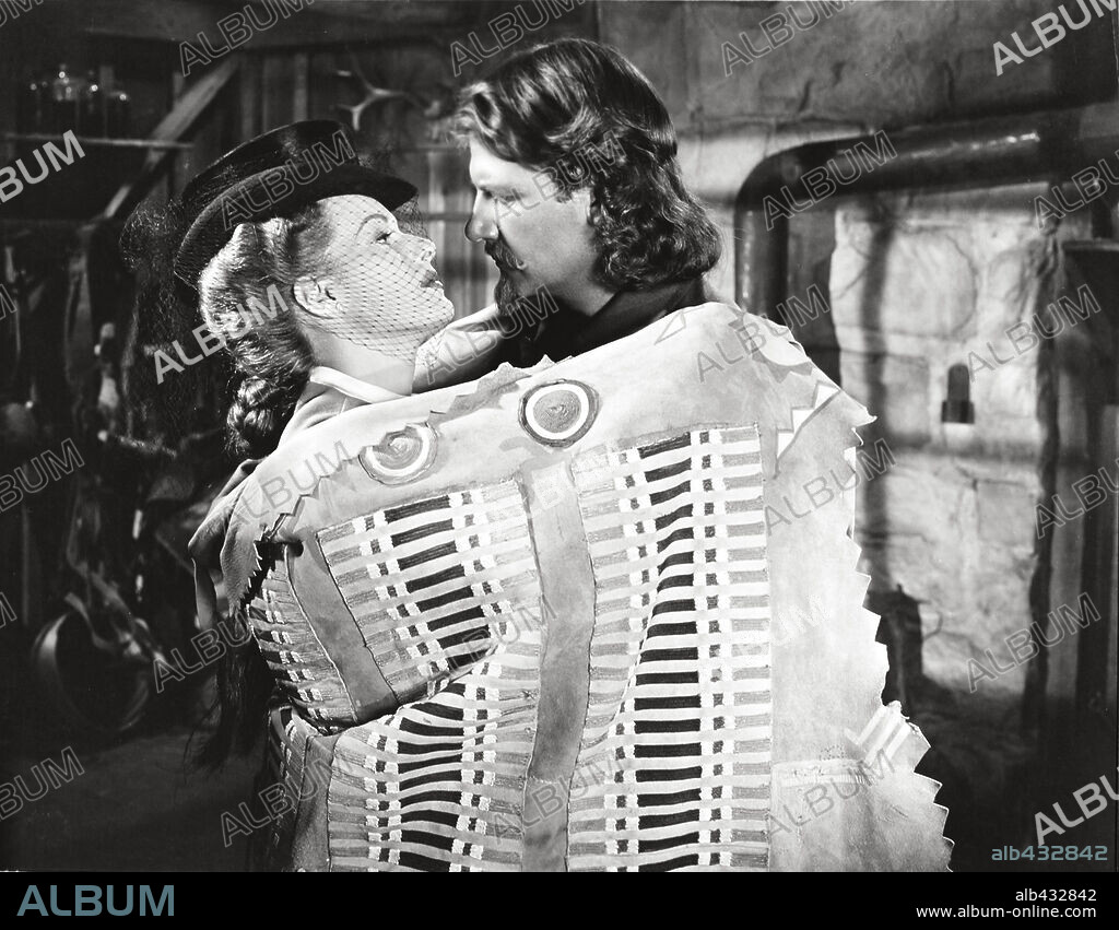 JOEL MCCREA and MAUREEN O'HARA in BUFFALO BILL, 1944, directed by WILLIAM A. WELLMAN. Copyright 20TH CENTURY FOX.