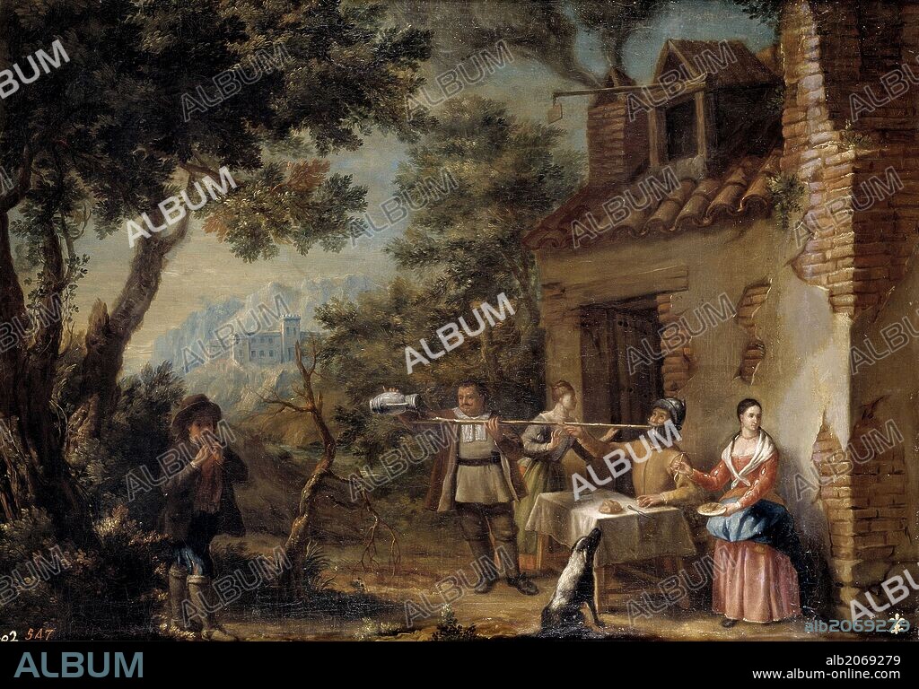 Valero Iriarte / 'Don Quijote en la venta', Hacia 1720, Escuela Española, Óleo sobre Lienzo, 54 cm x 78 cm, P01162.