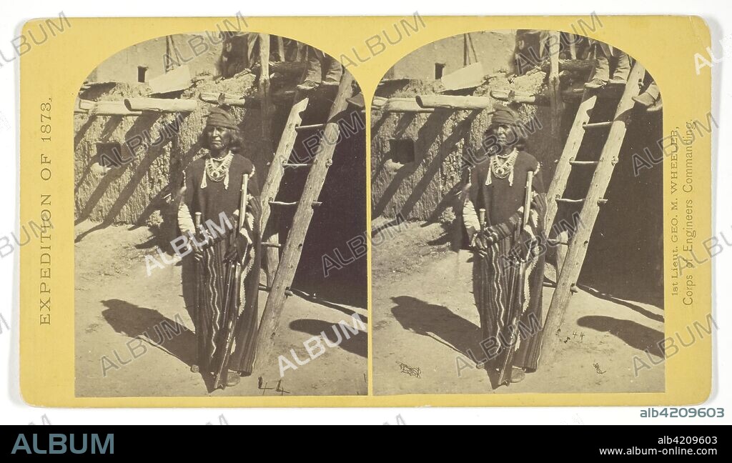 War Chief of the Zuni Indians. Timothy O'Sullivan (American, born Ireland, 1840-1882); commissioned by George Wheeler for the War Department, Corps of Engineers, U.S. Army. Date: 1873. Dimensions: 9.3 x 7.5 cm (each image); 10 x 17.7 cm (card). Albumen print, stereo, No. 20 from the series "Geographical Explorations and Surveys West of the 100th Meridian". Origin: United States.