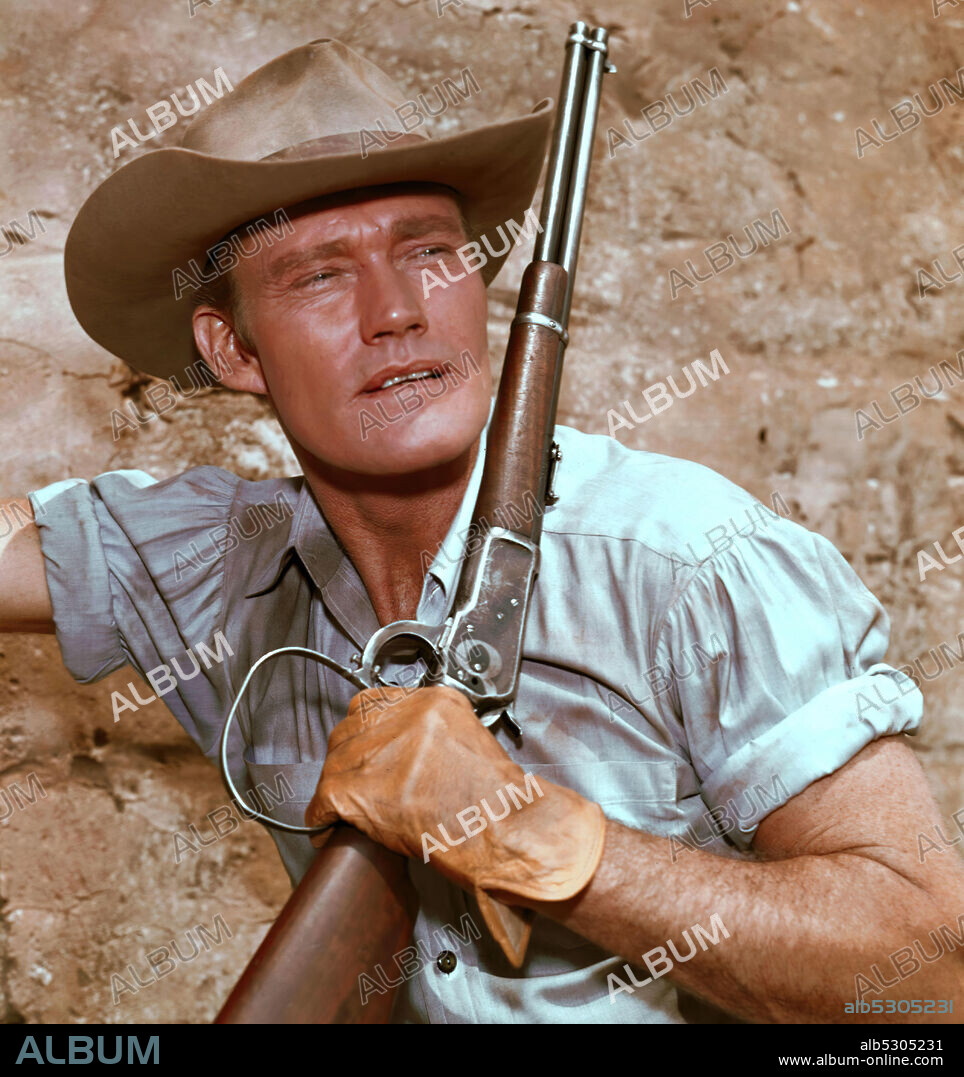 CHUCK CONNORS in THE RIFLEMAN, 1958, directed by ARNOLD LAVEN and JOSEPH H. LEWIS. Copyright FOUR STAR PRODUCTIONS.