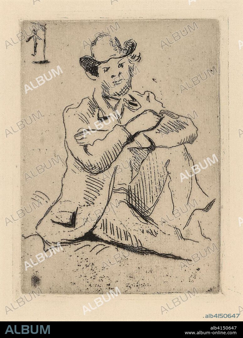 PAUL CEZANNE. Guillaumin with the Hanged Man. Paul Cézanne; French, 1839-1906. Date: 1873. Dimensions: 156 × 116 mm (plate); 264 × 200 mm (sheet). Etching on cream laid paper. Origin: France.
