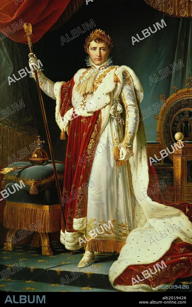 FRANÇOIS PASCAL SIMON. François Gérard / 'Napoleon in Coronation Robes', 1805, Óleo sobre lienzo, 227 x 145 cm.