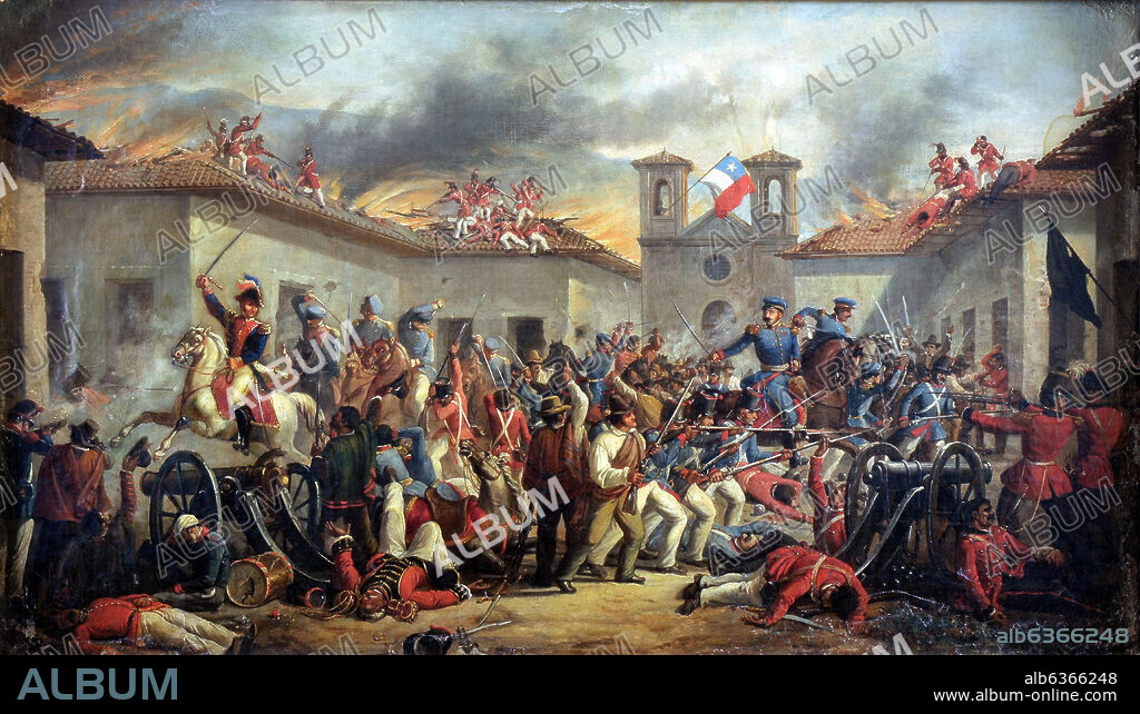 GIULIO NANETTI. BATALLA DE RANCAGUA EL 1 DE OCTUBRE DE 1814, 1820, O/L 64x101.