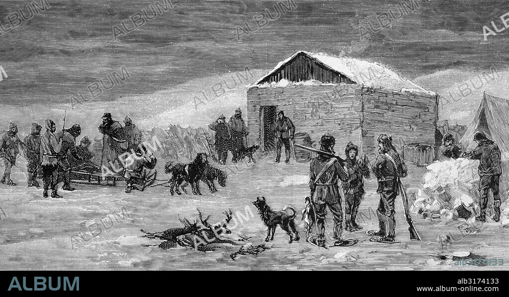 North pole expedition of robert edwin peary, 1856 - 1920, arctic explorer who claimed to have been the first person to reach the north pole in 1909, historical picture, about 1893.
