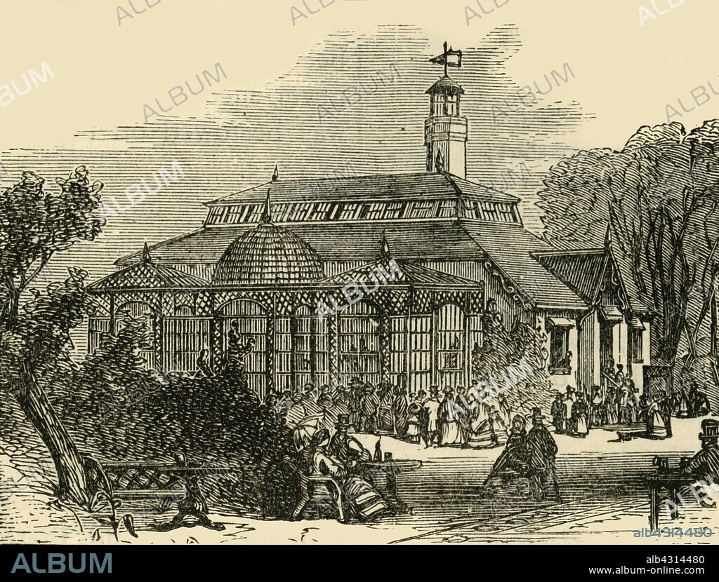 'The Monkey-House', c1876.  London Zoological Society was founded in 1826 by Sir Stamford Raffles and Sir Humphrey Davy, the Zoo opened on 27 April 1828. The Society was granted a Royal Charter in 1829 by King George IV, and in 1847 opened to the public to aid funding. From "Old and New London: A Narrative of Its History, Its People, and Its Places. The Western and Northern Studies", by Edward Walford. [Cassell, Petter, Galpin & Co., London, Paris & New York].
