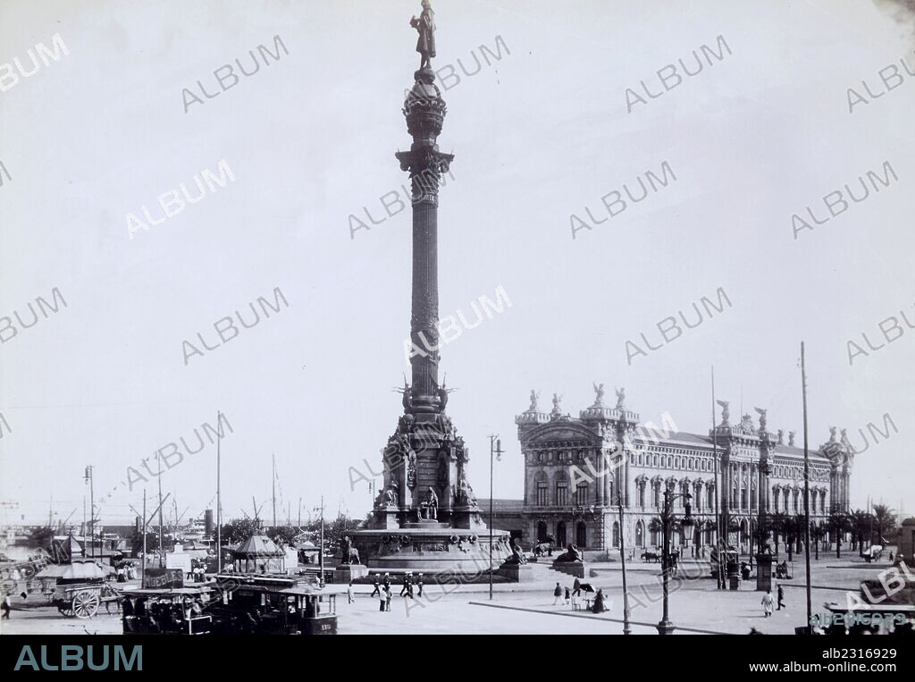 GAIETÀ BUIGAS I MONRAVÀ. Barcelona, Plaza del Portal de la Paz y Monumento a Colón.