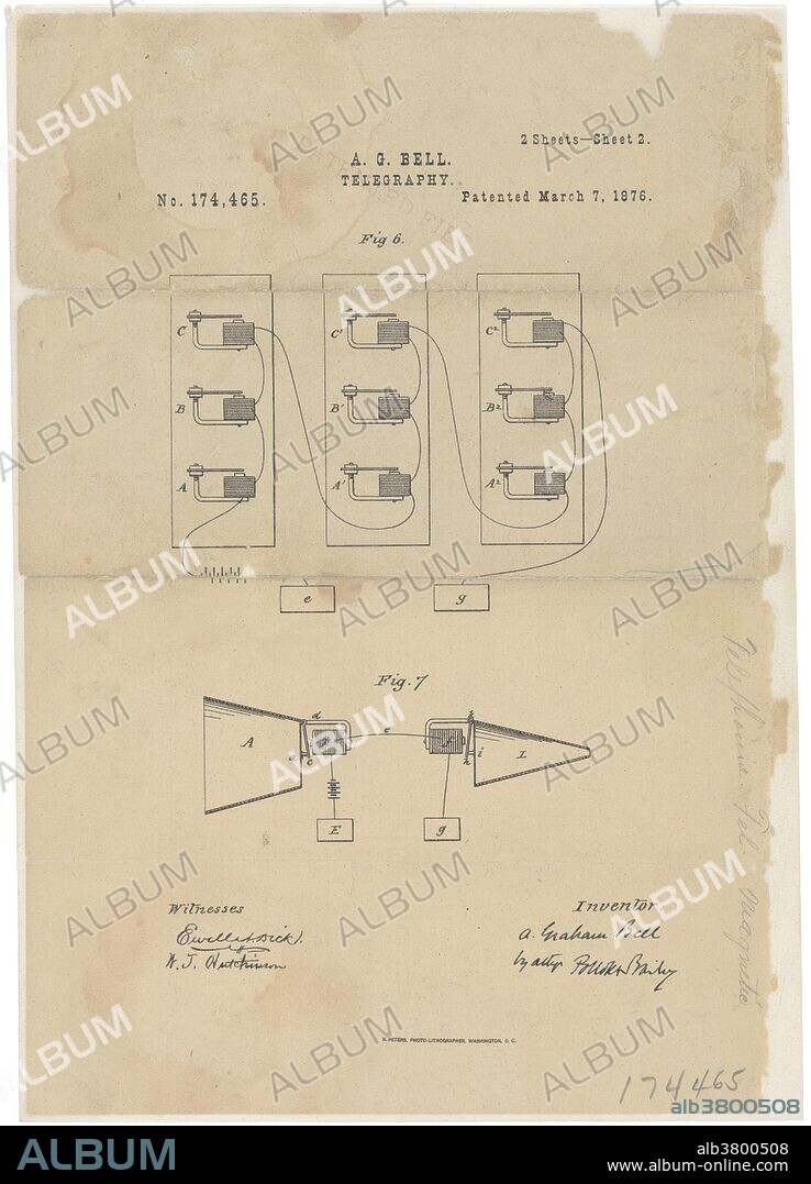 Alexander Graham Bell's Telephone Patent Drawing and Oath, 03/07/1876.