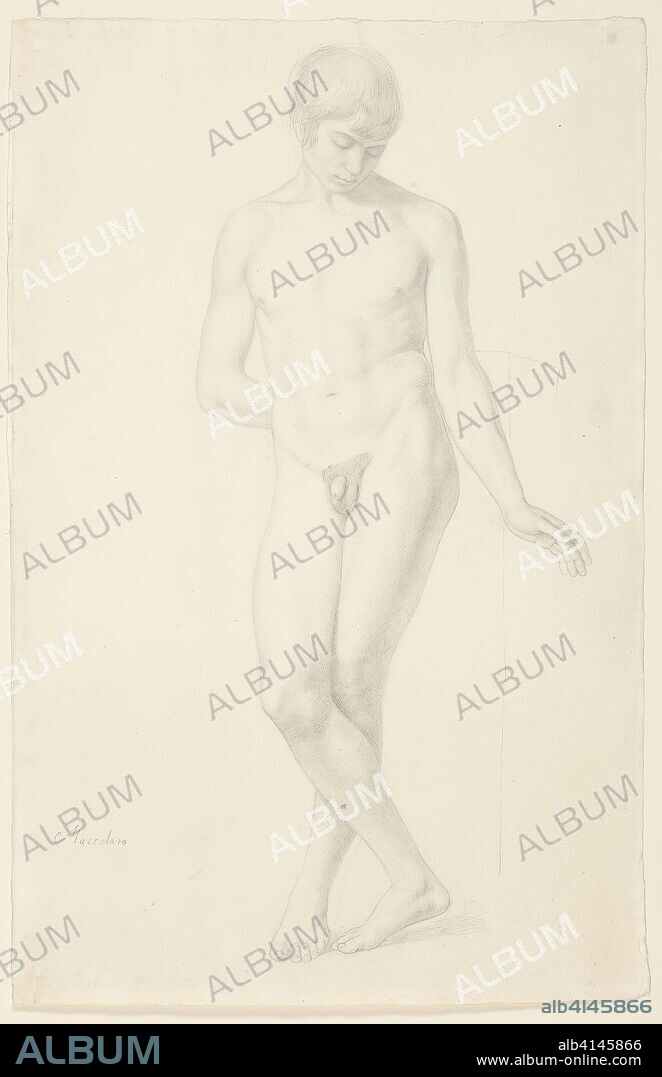 Study of a Standing Nude Youth. Julius Schnorr von Carolsfeld; German, 1794-1872. Date: 1820. Dimensions: 411 × 267 mm. Graphite with stumping on cream wove paper. Origin: Germany.