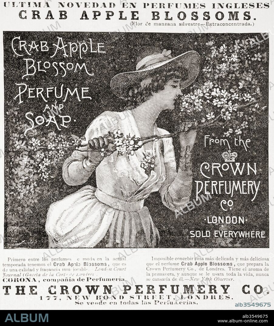 A 19th century advertisement for Crab Apple Blossom Perfume and