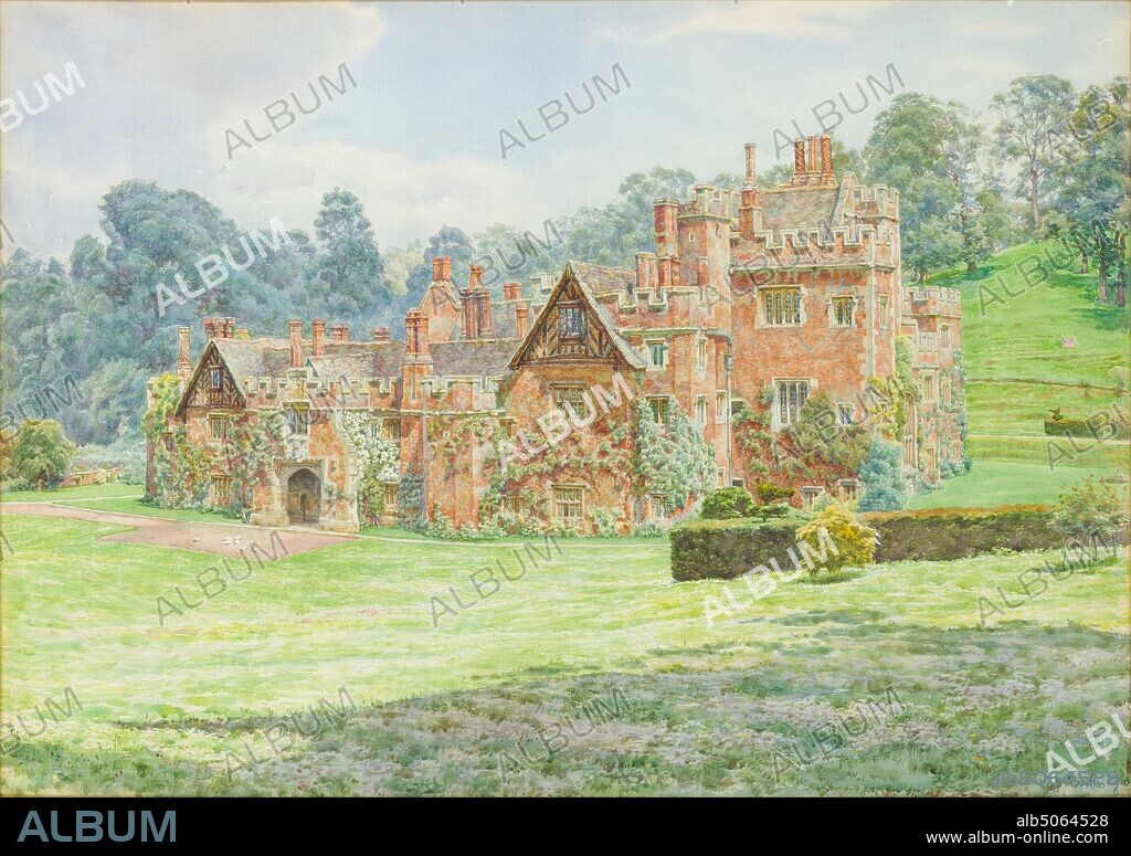 Compton Wynyates, 1916 Thomas Matthews Rooke (d.1942), 20th Century, Watercolour, Topographical Views, Tudor, Architecture, Frame, Nature, England, Warwickshire, Works on Paper.