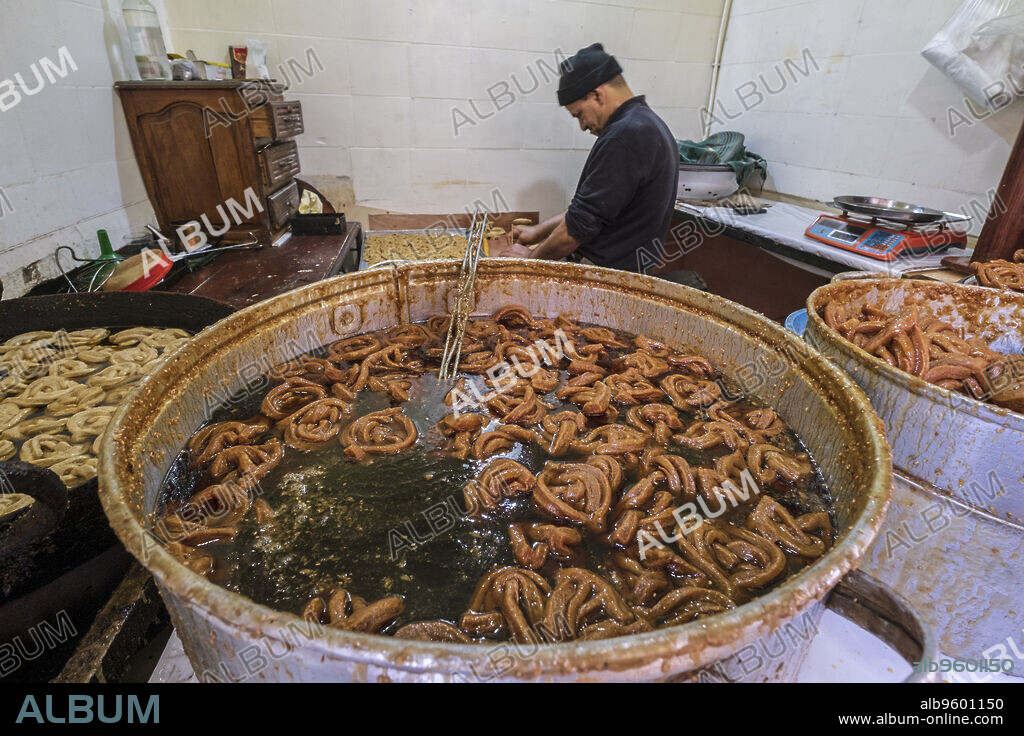 zlabia candied confectionery, marrakesh, morocco, africa.