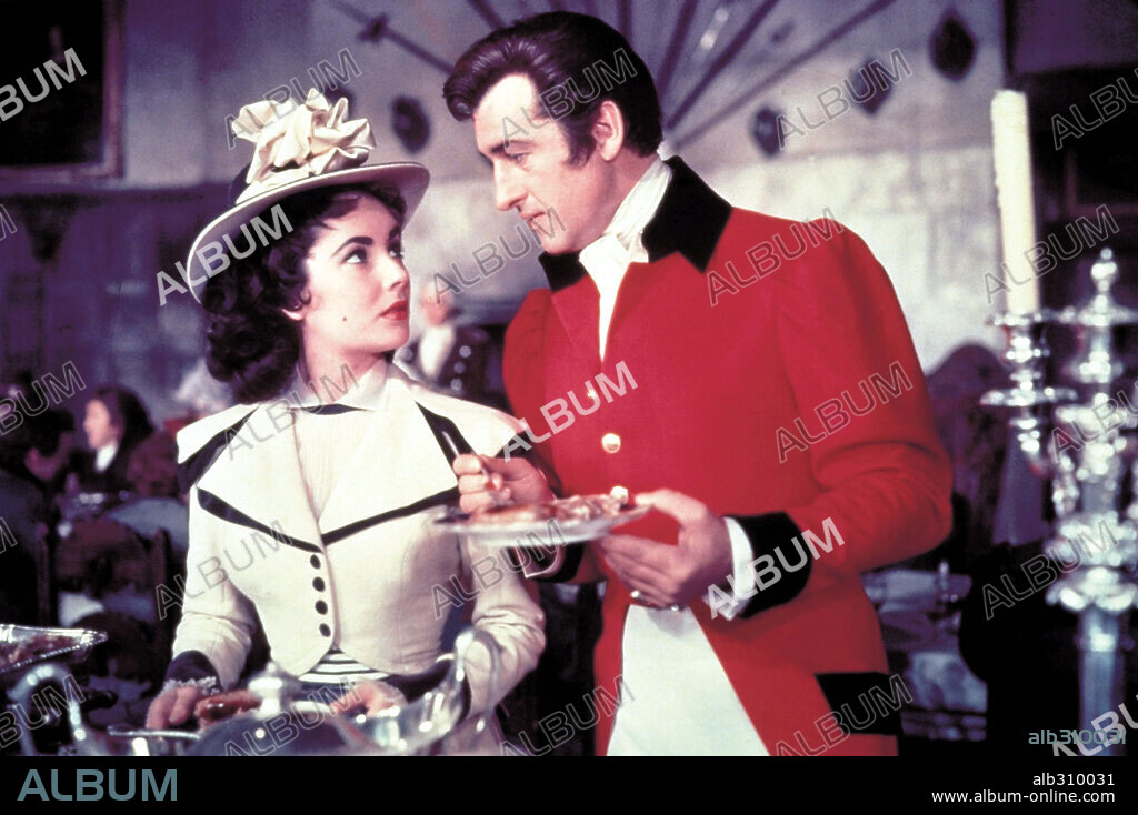ELIZABETH TAYLOR and STEWART GRANGER in BEAU BRUMMELL, 1954, directed by CURTIS BERNHARDT. Copyright M.G.M.