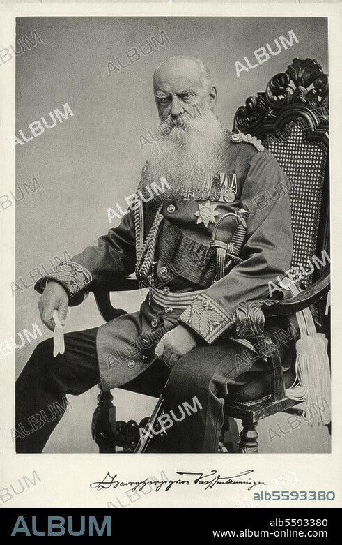 Georg II, Duke of Saxe-Meiningen. (1866-1914); Meiningen 2.4.1826 - Bad Wildungen 25.6.1914. (Patron and artistic director of the Meiningen Court theatre). - Portrait. Photo, c. 1900 (Erwin Rupp, Dresden).