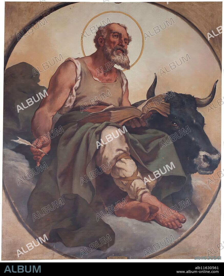 Francisco Sans Cabot / 'El evangelista San Lucas'. Hacia 1875. Óleo sobre lienzo, 287 x 242 cm.