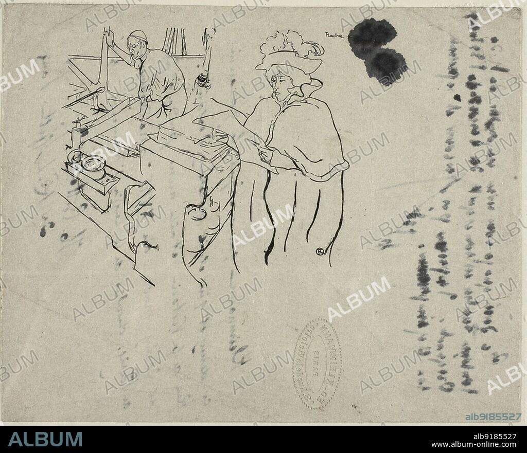 HENRI DE TOULOUSE-LAUTREC. Cover of L'Estampe originale, with notes, 1893. The dancer Jane Avril peruses one of Père Cotelle's prints.