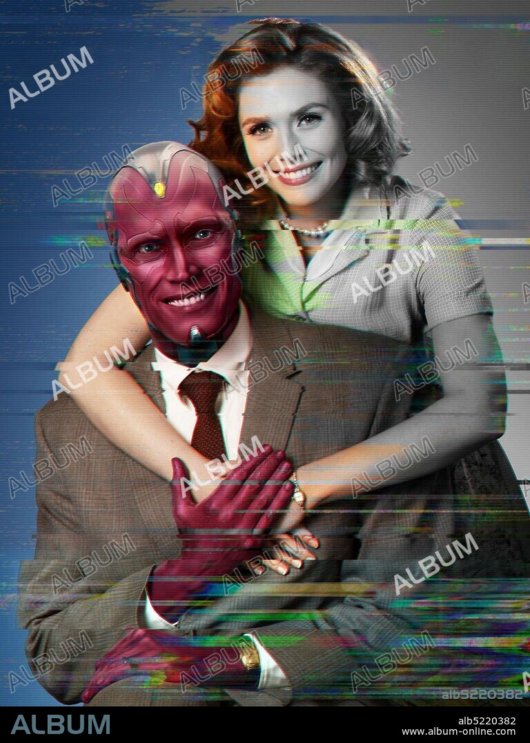 ELIZABETH OLSEN y PAUL BETTANY en BRUJA ESCARLATA Y VISION, 2021 (WANDAVISION), dirigida por MATT SHAKMAN. Copyright MARVEL STUDIOS.