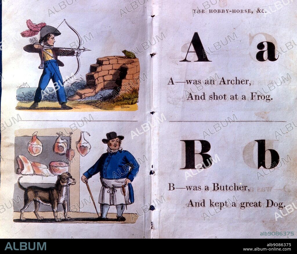 Child's alphabet 1820. The World of Charles Dickens (1970) by Angus Wilson (1913-1991). Charles John Huffam Dickens (1812-1870), pen-name "Boz", an English novelist.