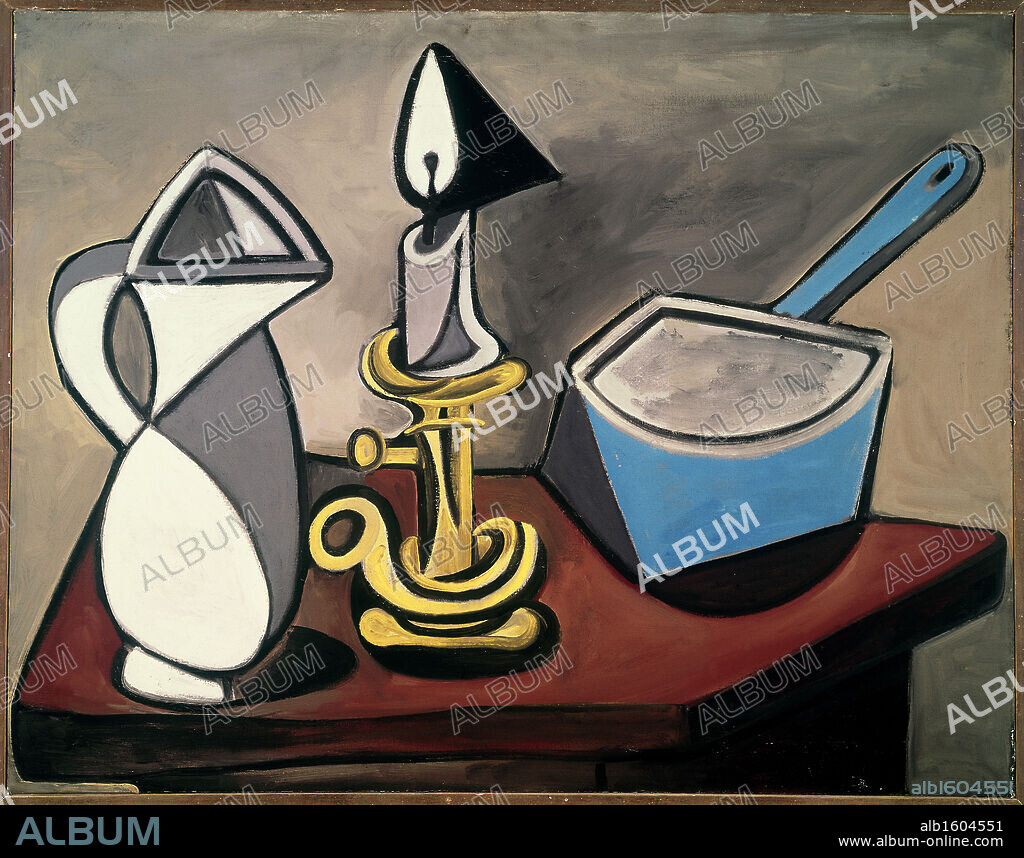 Pitcher, Candle & Casserole by Pablo Picasso, 1945, 1881-1973, France, Paris, Centre Georges Pompidou, Musee National d'Art Moderne.