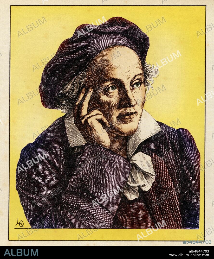 Karl Ludwig von KNEBEL (30 November 1744 - 23 February 1834) German poet, writer and translator, military and then tutor of Prince Federico Ferdinando Costantino di Sassonia-Weimar-Eisenach; a friend of Goethe's, he introduced him to the court by presenting him to his elder brother, the Duke of Saxe-Weimar-Eisenach, Carlo Augusto, while he accompanied the two Princes in their Grand Tour. Portrait, colored version of an engraving by Hugo Bürkner (1818- 1897), Germany 1854.