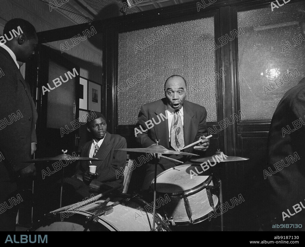 WILLIAM PAUL GOTTLIEB. Portrait of Freddie Moore and Joe Thomas, William P. Gottlieb's office party, Jamaica, Queens, New York, N.Y., ca. 1948.