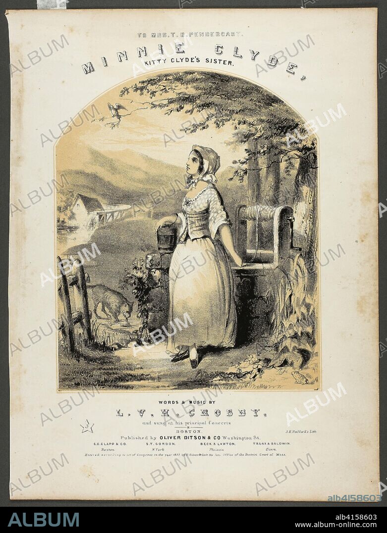 Minnie Clyde. Winslow Homer; American, 1836-1910. Date: 1857. Dimensions: 223 x 182 mm (image, without text); 337 x 254 mm (sheet). Tint lithograph on cream wove paper. Origin: United States.
