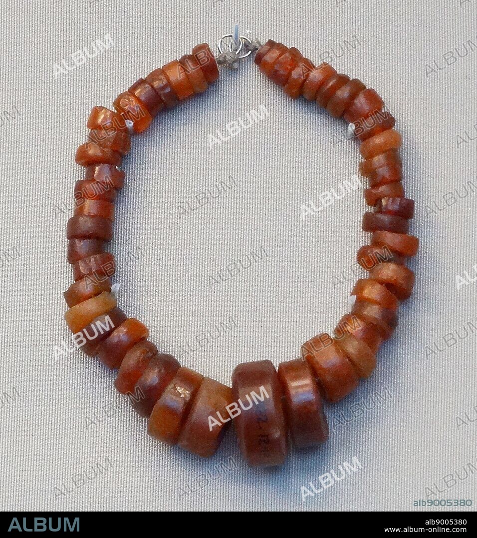 Anklet for a woman, found at Matmar. From the Pre-Dynastic Egyptian, Gerzean culture, from about 3500 to 3200 BC. Named after the site of Gerzeh. It was the next stage in Egyptian cultural development, and it was during this time that the foundation of Dynastic Egypt was late Middle Predynastic (Naqada HC), The Gerzean culture, from about 3500 to 3200 BC,[45] is named after the site of Gerzeh. It was the next stage in Egyptian cultural development, and it was during this time that the foundation of Dynastic Egypt was laid.