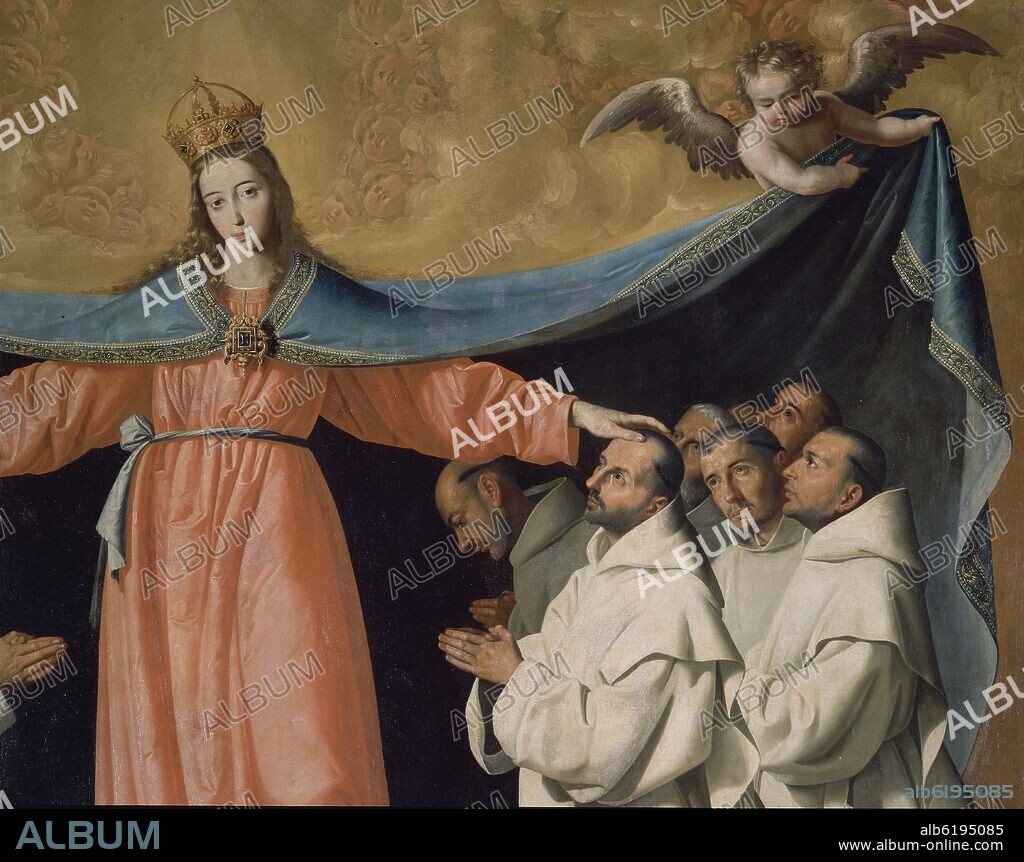 FRANCISCO DE ZURBARAN. LA VIRGEN DE LAS CUEVAS O VIRGEN DE LA MISERICORDIA O VIRGEN DE LOS CARTUJOS - DETALLE - 1630/1635 - OLEO/LIENZO - BARROCO ESPAÑOL - CONJ Nº 849.