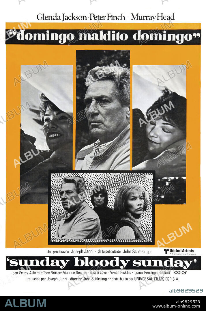Poster de DOMINGO, MALDITO DOMINGO, 1971 (SUNDAY, BLOODY SUNDAY), dirigida por JOHN SCHLESINGER. Copyright UNITED ARTISTS.