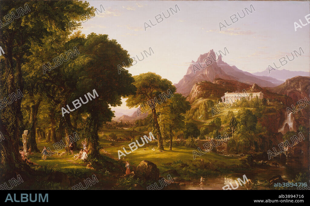 THOMAS COLE. Dream of Arcadia. Date/Period: Ca. 1838. Painting. Oil on canvas. Height: 981.07 mm (38.62 in); Width: 1,593.85 mm (62.75 in).