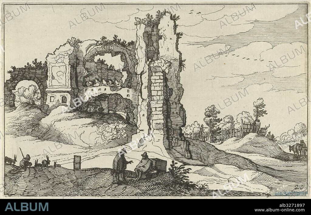 A ruin with a gate, perhaps the Porta Furba in Rome Italy, in the