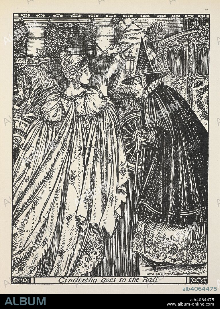 Cinderella goes to the ball. Fairy-Gold: a book of old English fairy tales, chosen by Ernest Rhys, illustrated by Herbert Cole. London : J. M. Dent & Co., 1906. Source: 12411.d.22 facing 270.