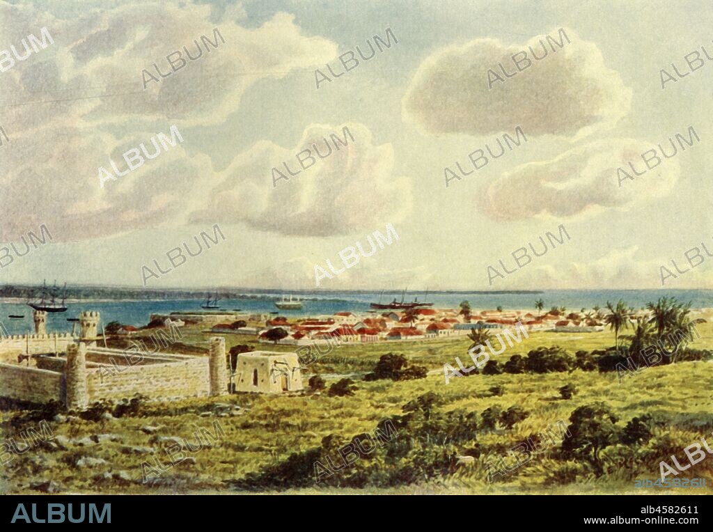 DONALD MCCRACKEN. 'Delagoa Bay', 1902. Maputo Bay formerly Delagoa Bay, an inlet of the Indian Ocean on the coast of Mozambique, a strategic position, in terms of trade, transport and labour links. From "South Africa and the Transvaal War, Vol. VII", by Louis Creswicke. [The Caxton Publishing Co., London, 1902].