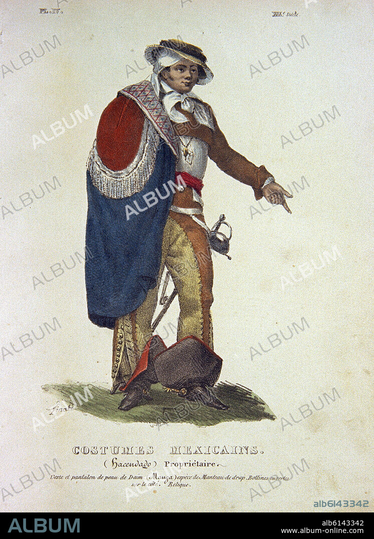 CLAUDIO LINATI. TRAJES CIVILES, MILITARES Y RELIGIOSOS DE MEXICO - 1828 - HACENDADO (PROPIETARIO) MEXICANO - LITOGRAFIA SIGLO XIX.