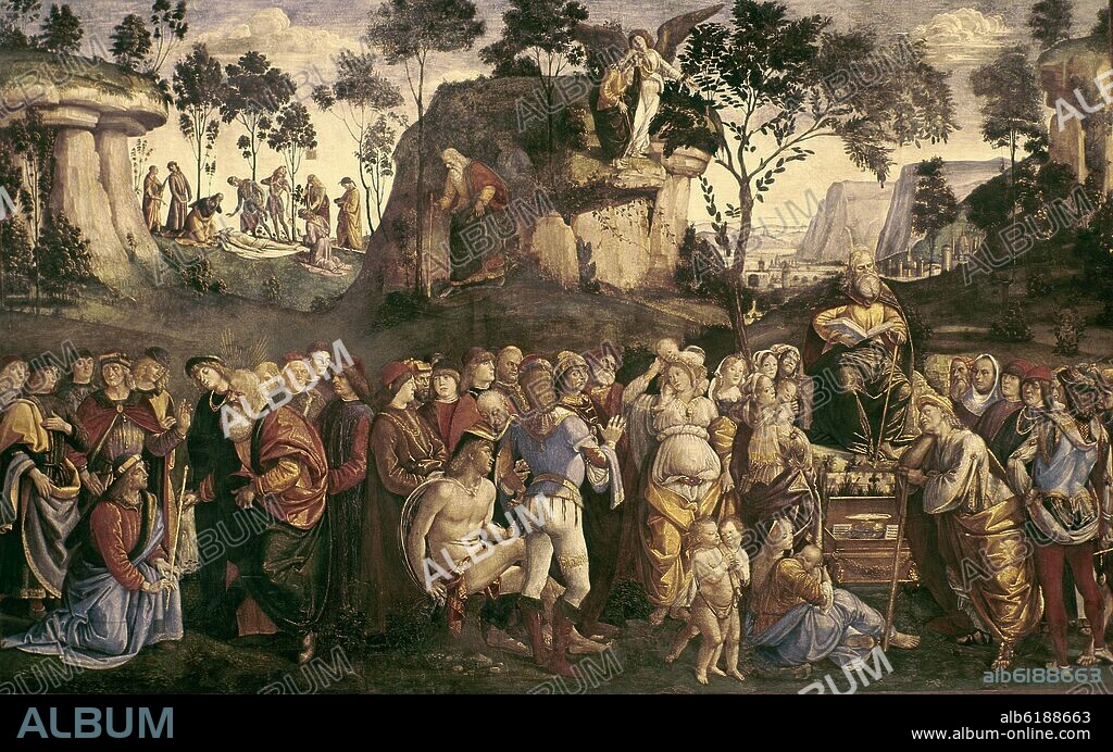 LUCA SIGNORELLI. TESTAMENTO Y MUERTE DE MOISES, FRESCO DE LOS LATERALES DE LA CAPILLA SIXTINA- 1481/1483.