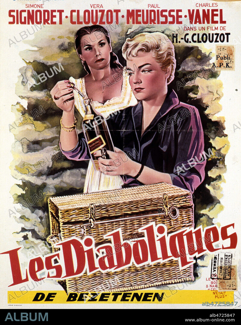 Affiche belge du film Les diaboliques realise en 1954 par Henri Georges CLOUZOT (1907-1977) avec Simone SIGNORET (1921-1985). Credit : Coll. Perron/KHARBINE-TAPABOR.