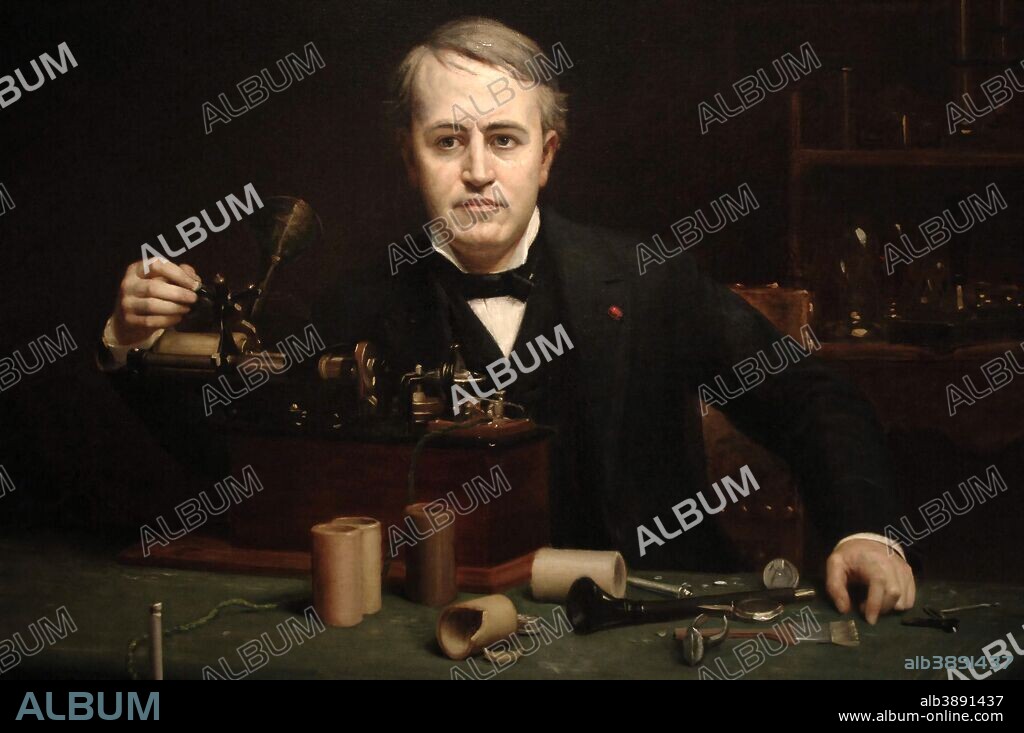 ABRAHAM ARCHIBALD ANDERSON. Thomas Alva Edison. Date/Period: 1890. Painting. Oil on canvas. Height: 1,143 mm (45 in); Width: 1,387 mm (54.60 in).