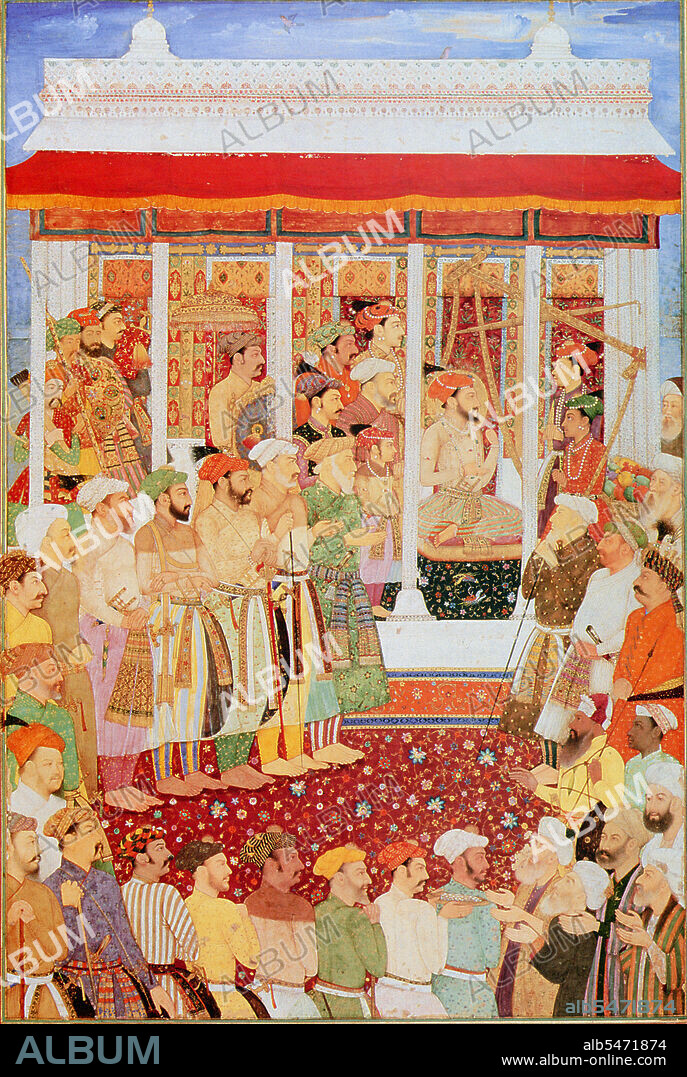 Shahab-ud-din Muhammad Khurram Shah Jahan I (1592 -1666), or Shah Jahan, from the Persian meaning 'king of the world', was the fifth Mughal ruler in India and a favourite of his legendary grandfather Akbar the Great. He is best known for commissioning the 'Phadshahnamah' as a chronicle of his reign, and for the building of the Taj Mahal in Agra as a tomb for his wife, Mumtaz Mahal. Under Shah Jahan, the Mughal Empire attained its highest union of strength and magnificence, and his famous Peacock Throne was the wonder of all the European travelers and ambassadors. His political efforts encouraged the emergence of large centers of commerce and crafts such as Lahore, Delhi, Agra and Ahmedabad linked by roads and waterways to distant places and ports. He moved the capital from Agra to Delhi. Under Shah Jahan's rule, the Red Fort and Jama Masjid in Delhi were built, the Shalimar Gardens of Lahore, sections of the Lahore Fort and his father's mausoleum.