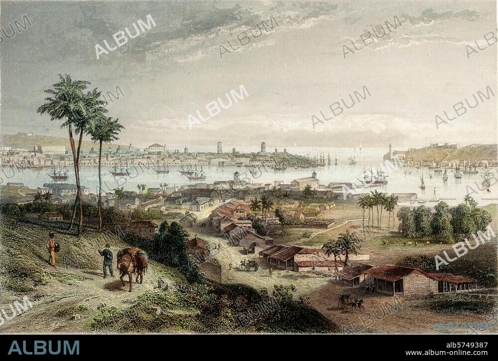 Valparaiso (Chile). "VALPARAISO". (View of the city). Steel engraving, coloured, undated. (c. 1850), by Eduard Willmann (1820-1877). Paris, private collection.