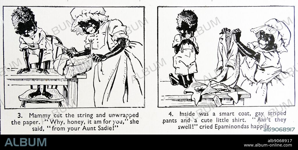 Epaminondas and his Auntie ' series of books for young children written by Sara Cone Bryant and illustrated by Inez Hogan. published in 1907. The Epaminondas character is a young black boy, and the stories are based on folk tales from the Southern states of the U.S. illustrated with stereotypes of African-Americans, the Epaminondas books have been criticised as having racist overtones and stereotypes.
